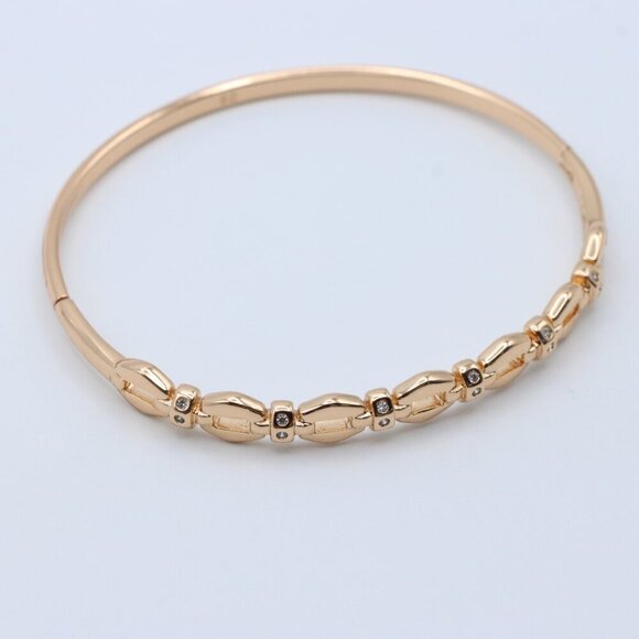 Elegant Linked Design Rose Gold Bangle with Sparkling Accents, XPBL0439 - Picture 3 of 11